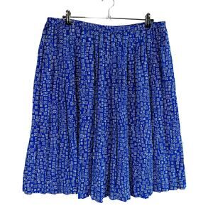 Leslie Fay Womans Sz 20WP Petite Blue White Skirt Geometric Vintage Pleated